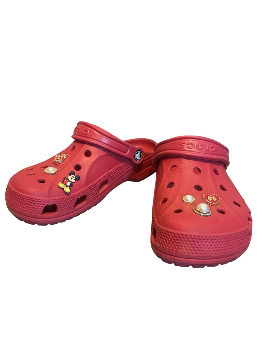 Crocs Women’s Classic Clog in Chilli Red with Character Charm Accents 8